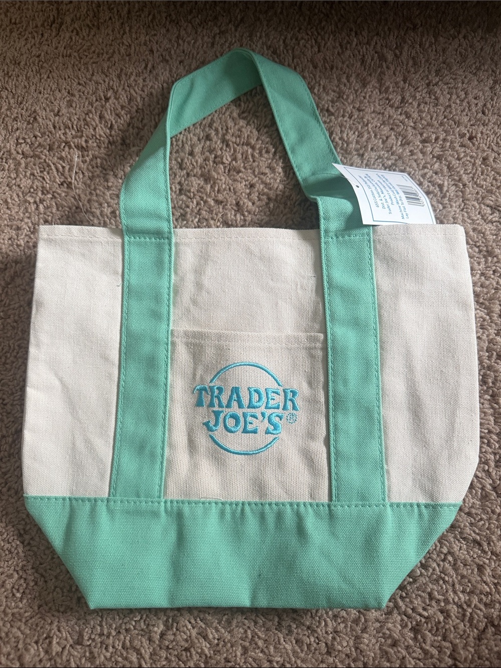 Trader Joe's Mini Canvas Tote with Mint Trim